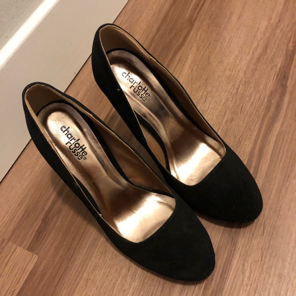 charlotte russe black pumps ｜ suede